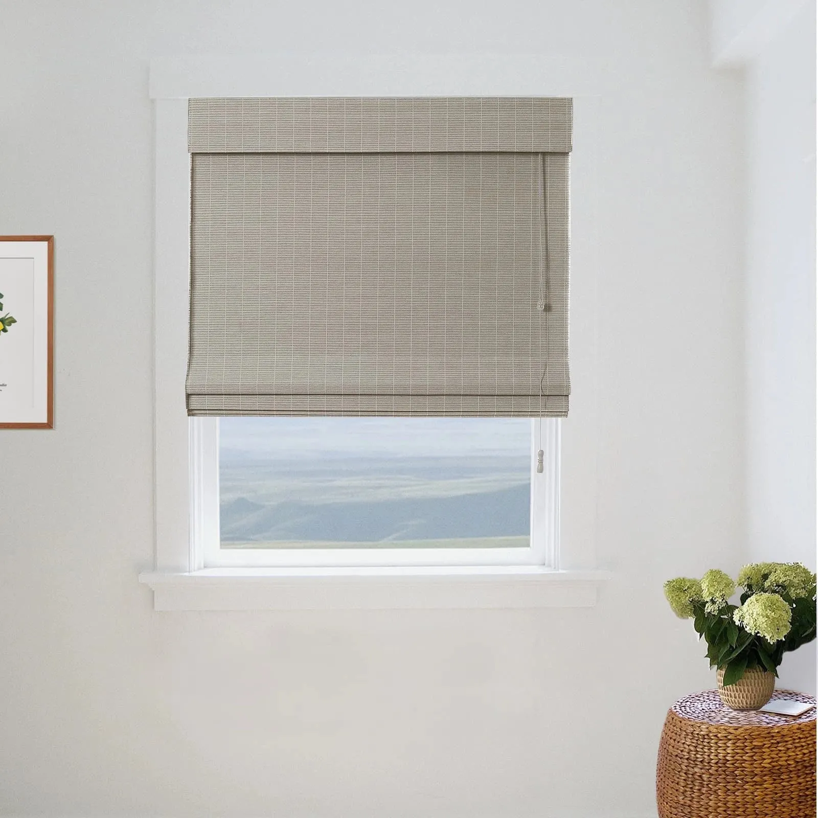 Night Neutral Woven Bamboo Shade-Stone