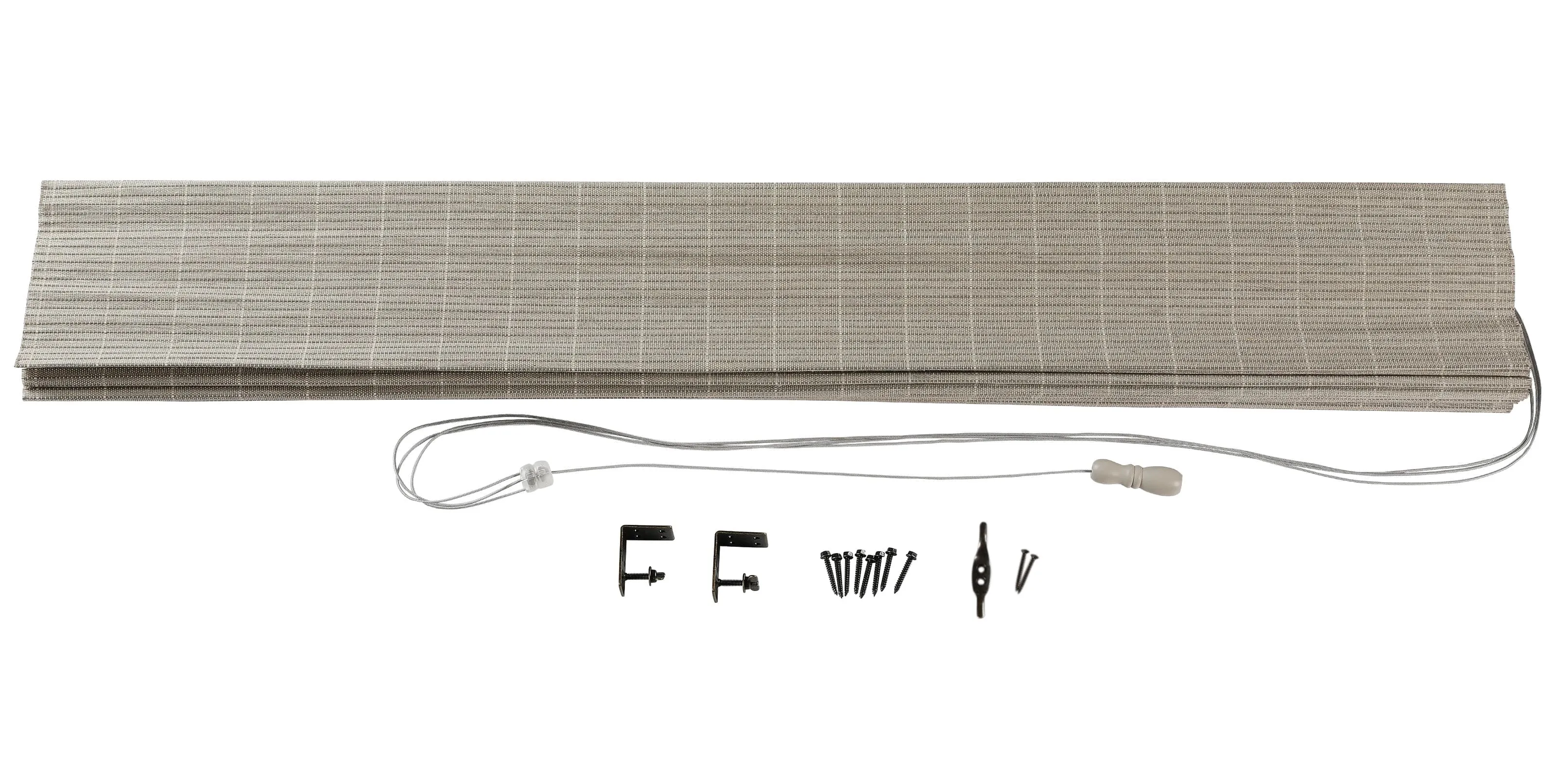 Night Neutral Woven Bamboo Shade-Stone
