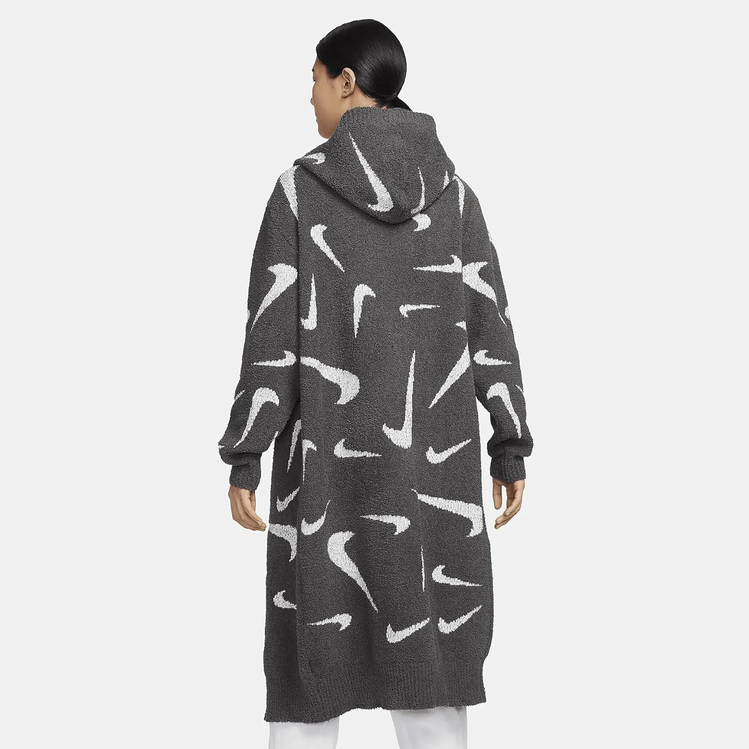 Nike Sportswear Phoenix Cozy Bouclé Women's Loose Long Knit Cardigan (FD4282-254, Medium Ash/Light Orewood Brown)