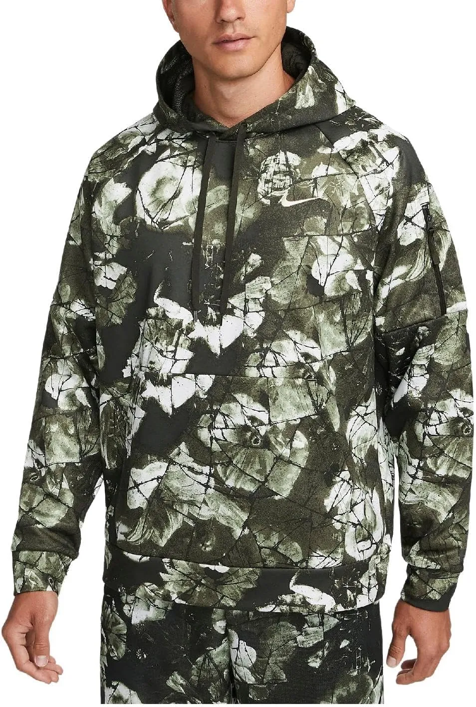 Nike Therma-FIT Men's Pullover Fitness Hoodie Pullover (Standard, Large, Sequoia/Coconut Milk)