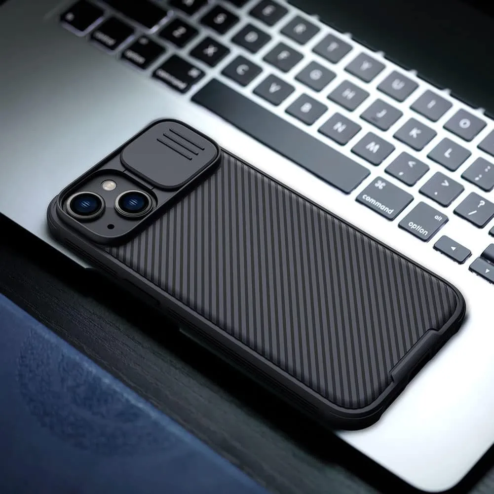 Nillkin Designed for iPhone 14 Plus Case with Camera Cover, CamShield Pro Case with Slide Camera Protection, Slim Fit Thin Shockproof Cover for iPhone 14 Plus 6.7 inch, Black