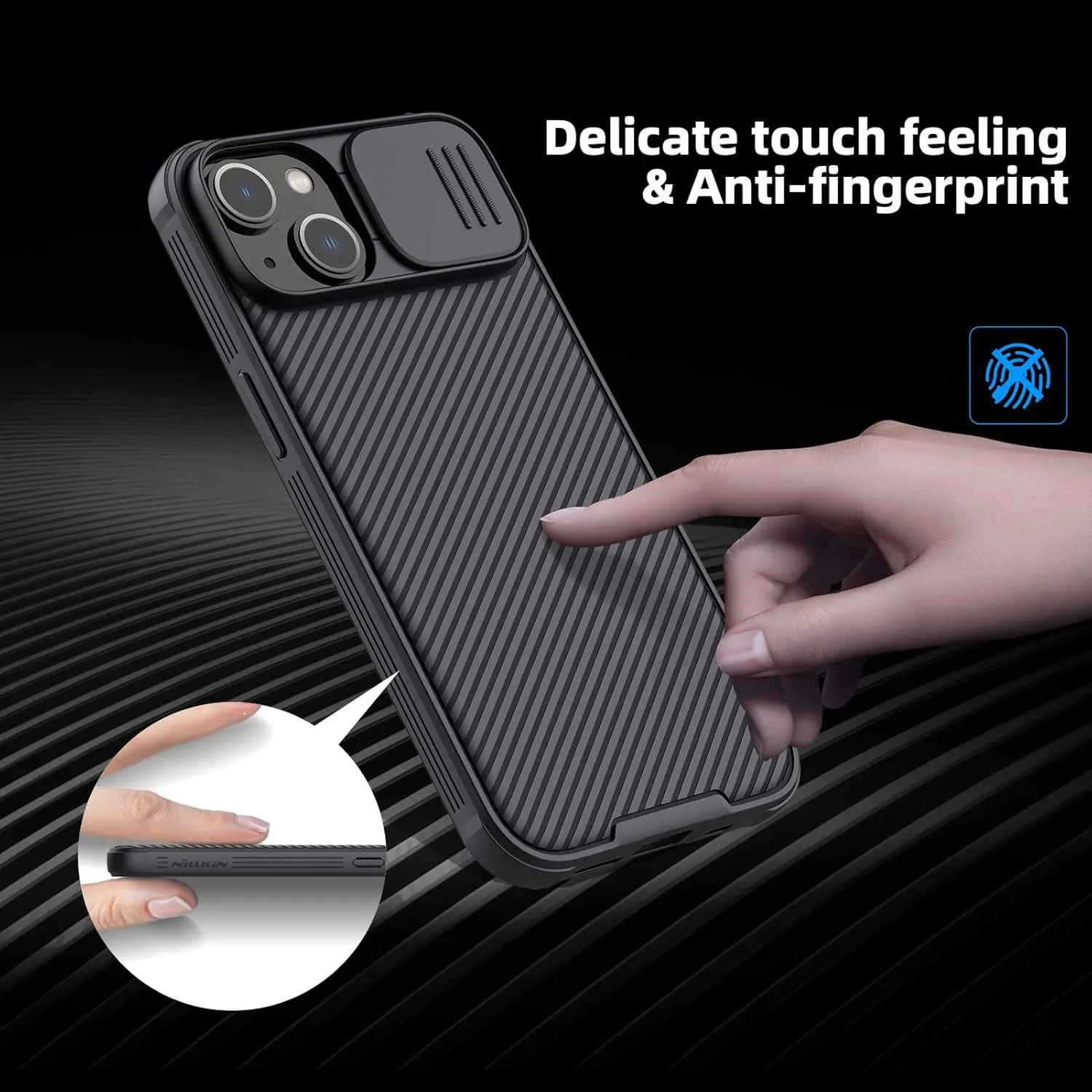 Nillkin Designed for iPhone 14 Plus Case with Camera Cover, CamShield Pro Case with Slide Camera Protection, Slim Fit Thin Shockproof Cover for iPhone 14 Plus 6.7 inch, Black