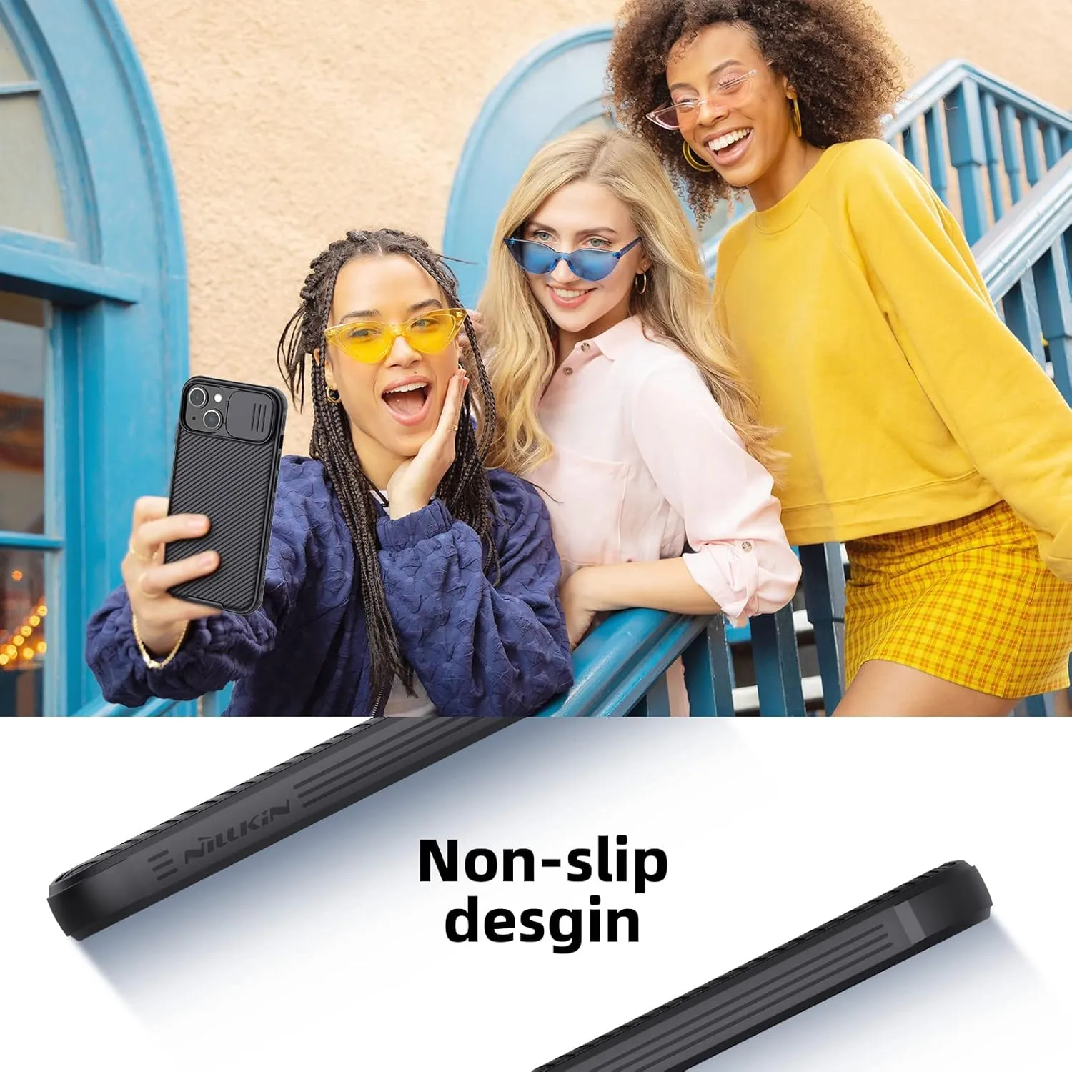 Nillkin Designed for iPhone 14 Plus Case with Camera Cover, CamShield Pro Case with Slide Camera Protection, Slim Fit Thin Shockproof Cover for iPhone 14 Plus 6.7 inch, Black