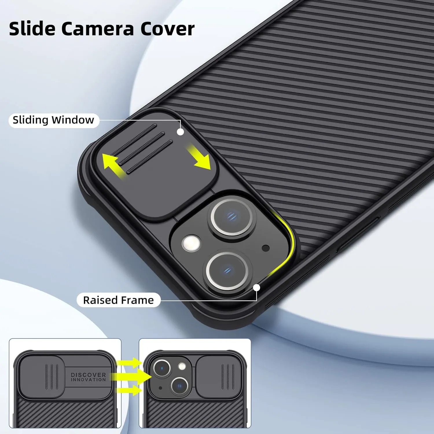 Nillkin Designed for iPhone 14 Plus Case with Camera Cover, CamShield Pro Case with Slide Camera Protection, Slim Fit Thin Shockproof Cover for iPhone 14 Plus 6.7 inch, Black
