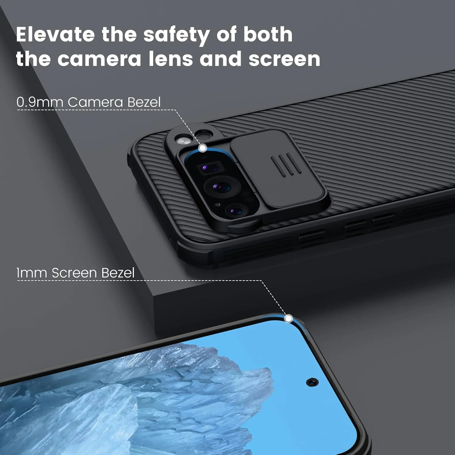 Nillkin for Google Pixel 9 Pro Case with Slide Camera Cover, Camera Lens Protector Privacy, Thin Slim Fit, Shockproof Protective, 0.9mm Raised Lens Bezel, TPU PC Dual Protection - Black