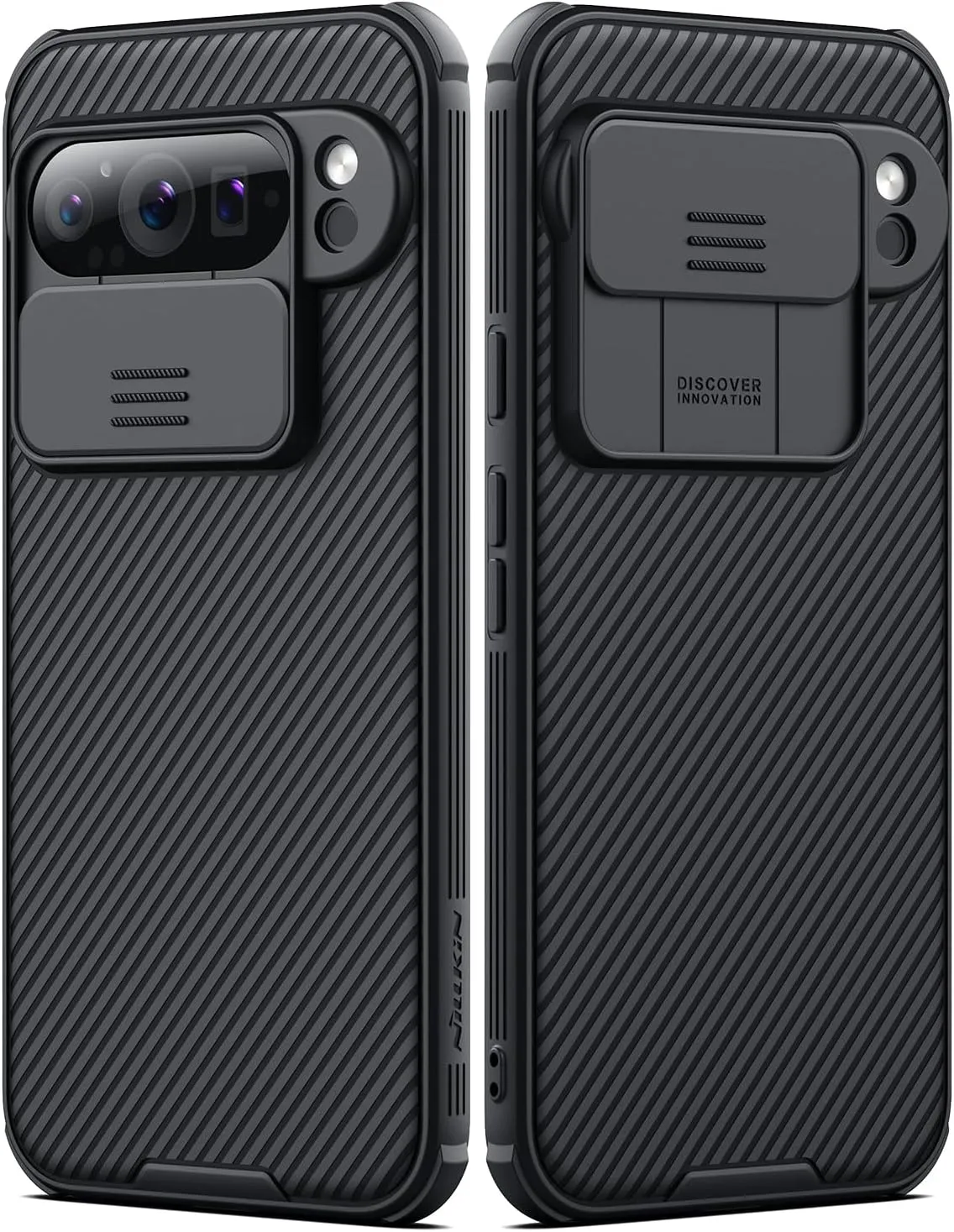 Nillkin for Google Pixel 9 Pro Case with Slide Camera Cover, Camera Lens Protector Privacy, Thin Slim Fit, Shockproof Protective, 0.9mm Raised Lens Bezel, TPU PC Dual Protection - Black