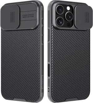 Nillkin for iPhone 16 Pro Max Case with Slide Camera Cover, [Full Camera Protection][Anti-Scratch] Military-Grade Protection, Anti-Fingerprint, Slim Phone Case for iPhone 16 Pro Max 6.9'' Black