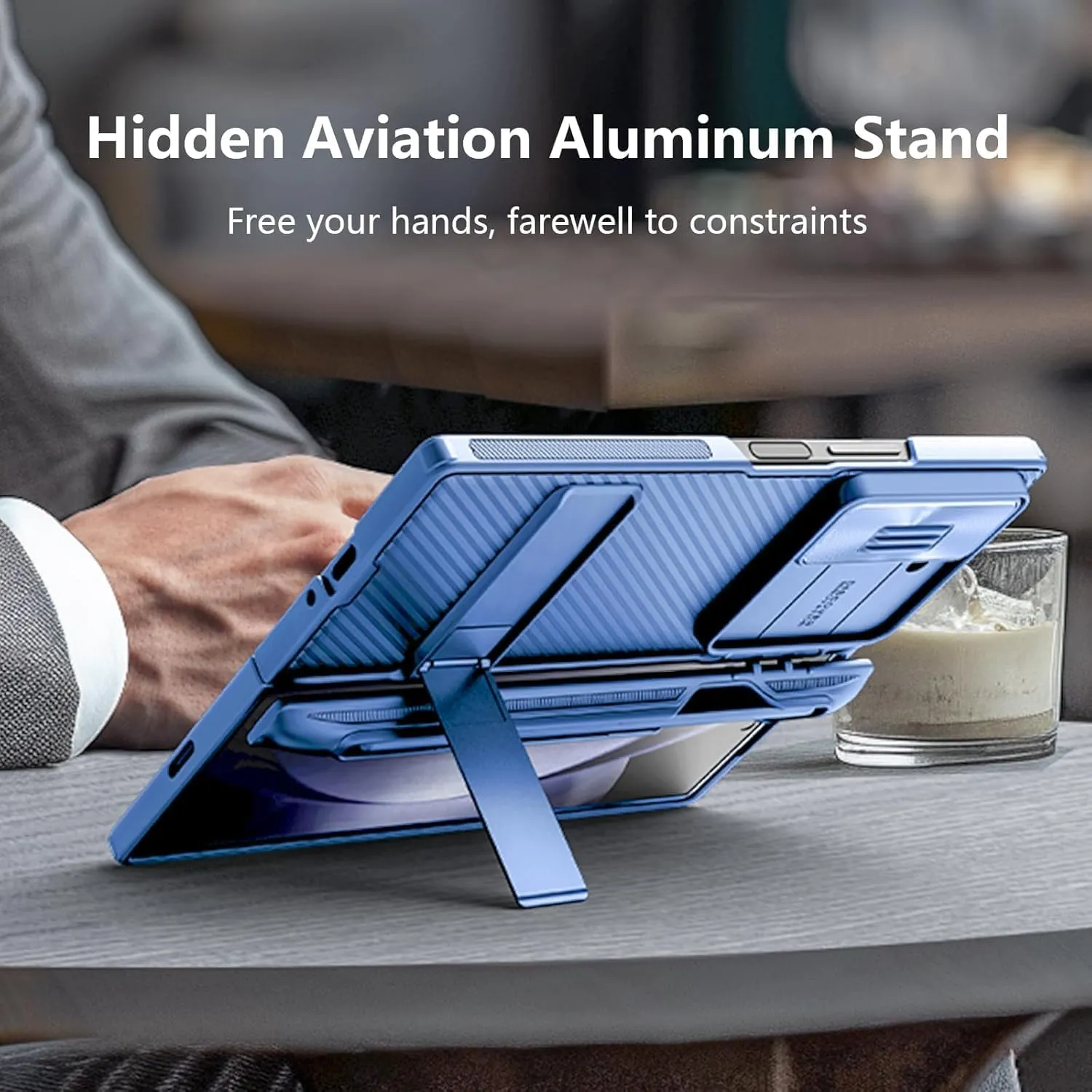 Nillkin for Z Fold 6 S Pen Case, [Built-in Writing Pen & S Pen Holder & Kickstand & Slide Camera Cover & Hinge Protection] Shockproof Fold 6 Phone Case with Pen for Samsung Galaxy Z Fold 6, Blue