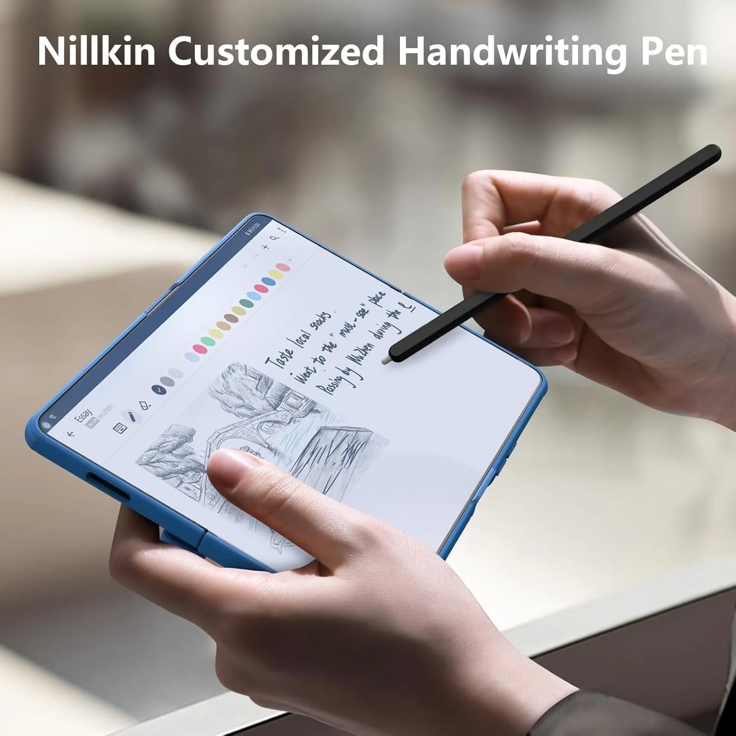 Nillkin for Z Fold 6 S Pen Case, [Built-in Writing Pen & S Pen Holder & Kickstand & Slide Camera Cover & Hinge Protection] Shockproof Fold 6 Phone Case with Pen for Samsung Galaxy Z Fold 6, Blue