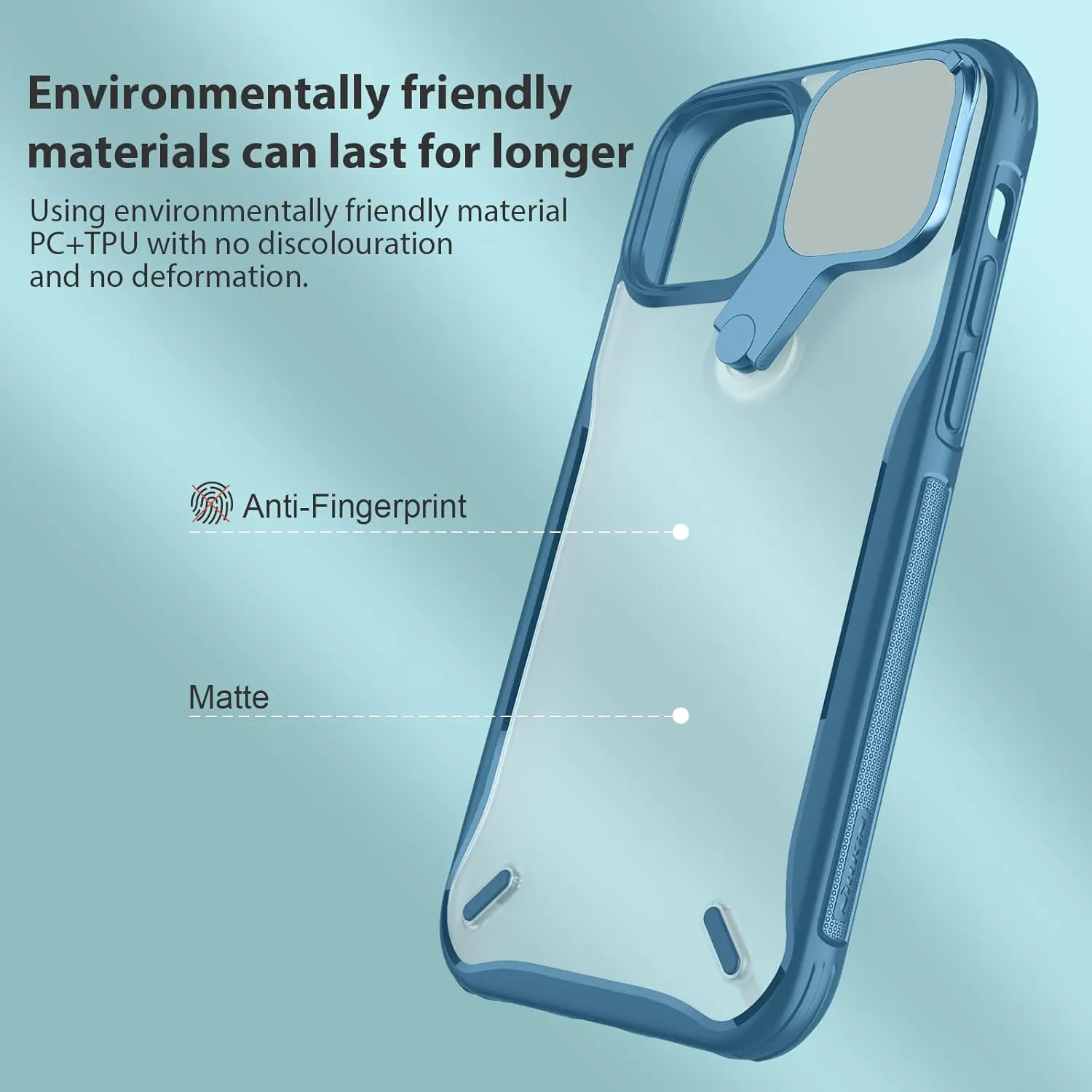Nillkin iPhone 13 Pro Case 2021, CamShield Pro Cyclops Clear Case with Camera Protection, Kickstand, Shockproof, Blue