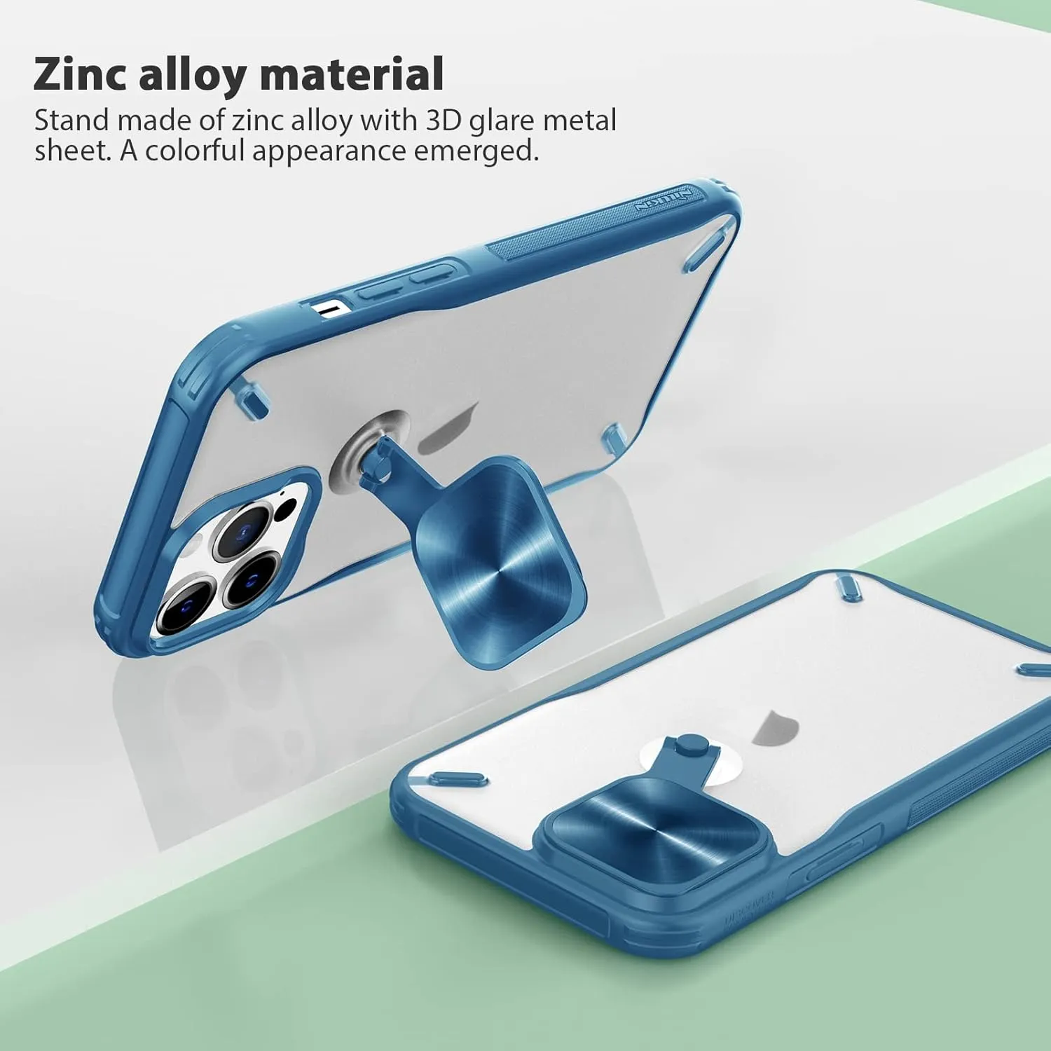Nillkin iPhone 13 Pro Case 2021, CamShield Pro Cyclops Clear Case with Camera Protection, Kickstand, Shockproof, Blue