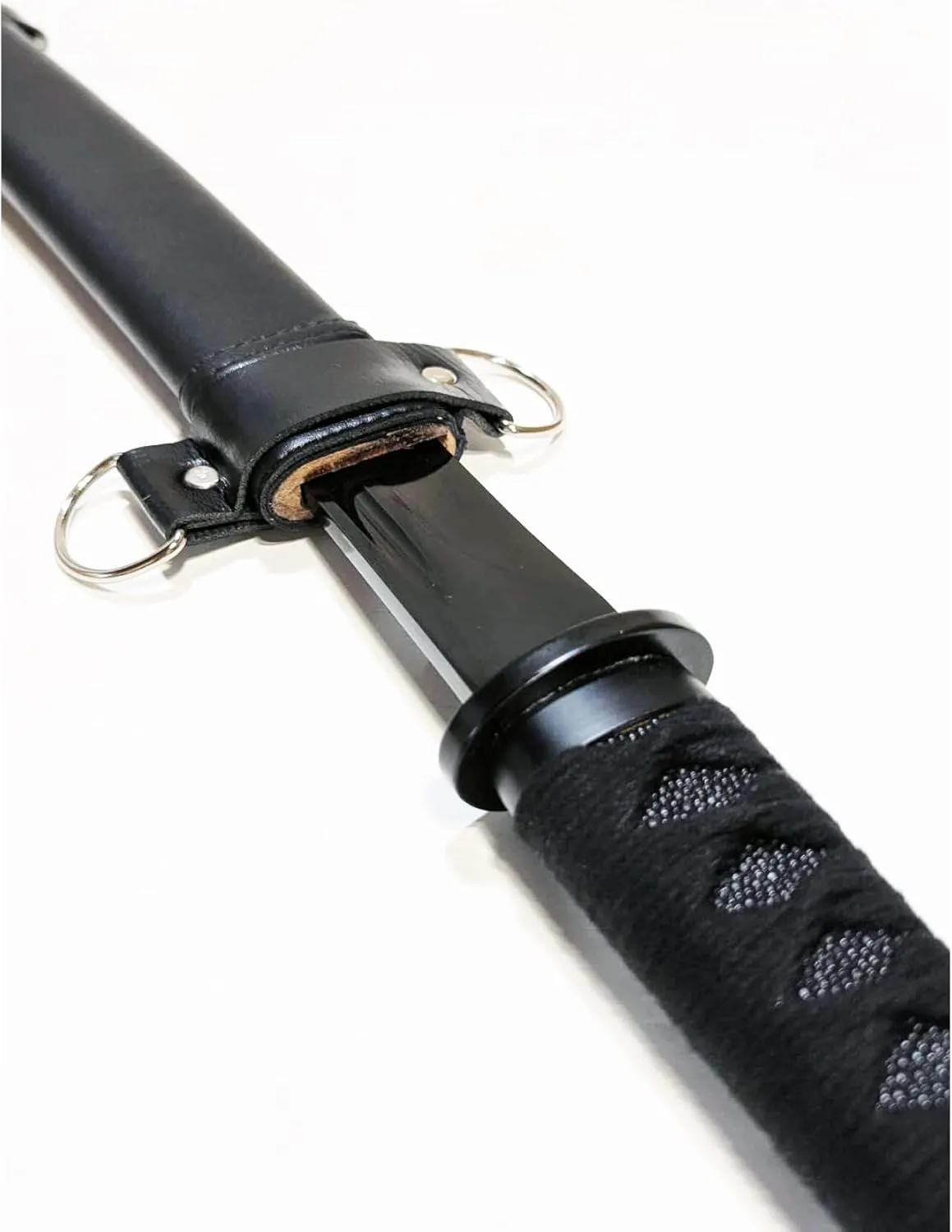 NLX 30.5" Full Tang Wakizashi Samurai Sword with 65Mn Spring Steel with Faux Leather Wrapped Scabbard