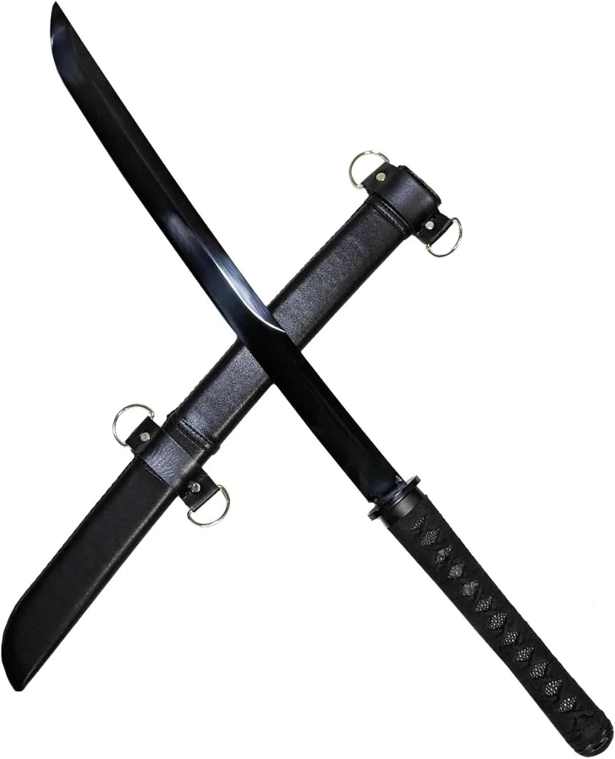 NLX 30.5" Full Tang Wakizashi Samurai Sword with 65Mn Spring Steel with Faux Leather Wrapped Scabbard