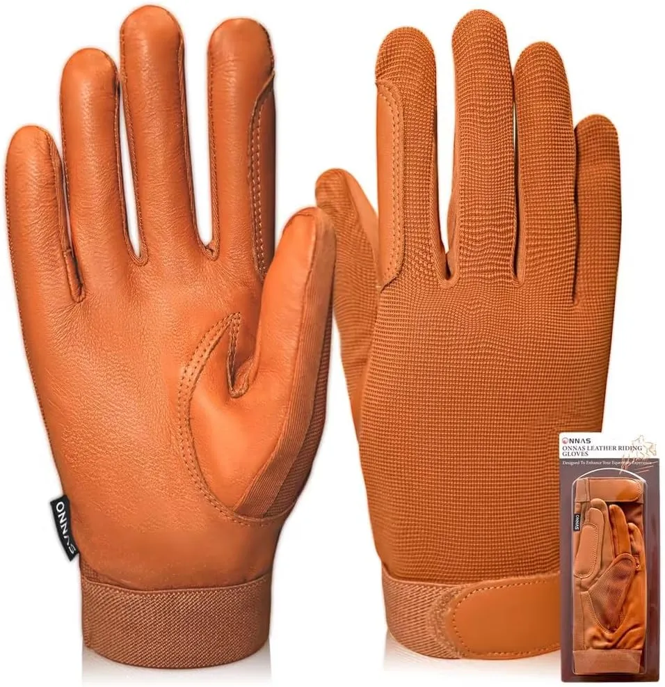 Noble Goat Leather Equestrian Gloves for Women Men Youth, Professional Horseback Riding Gloves Lightweight Windproof Comfortable and Strong Grip