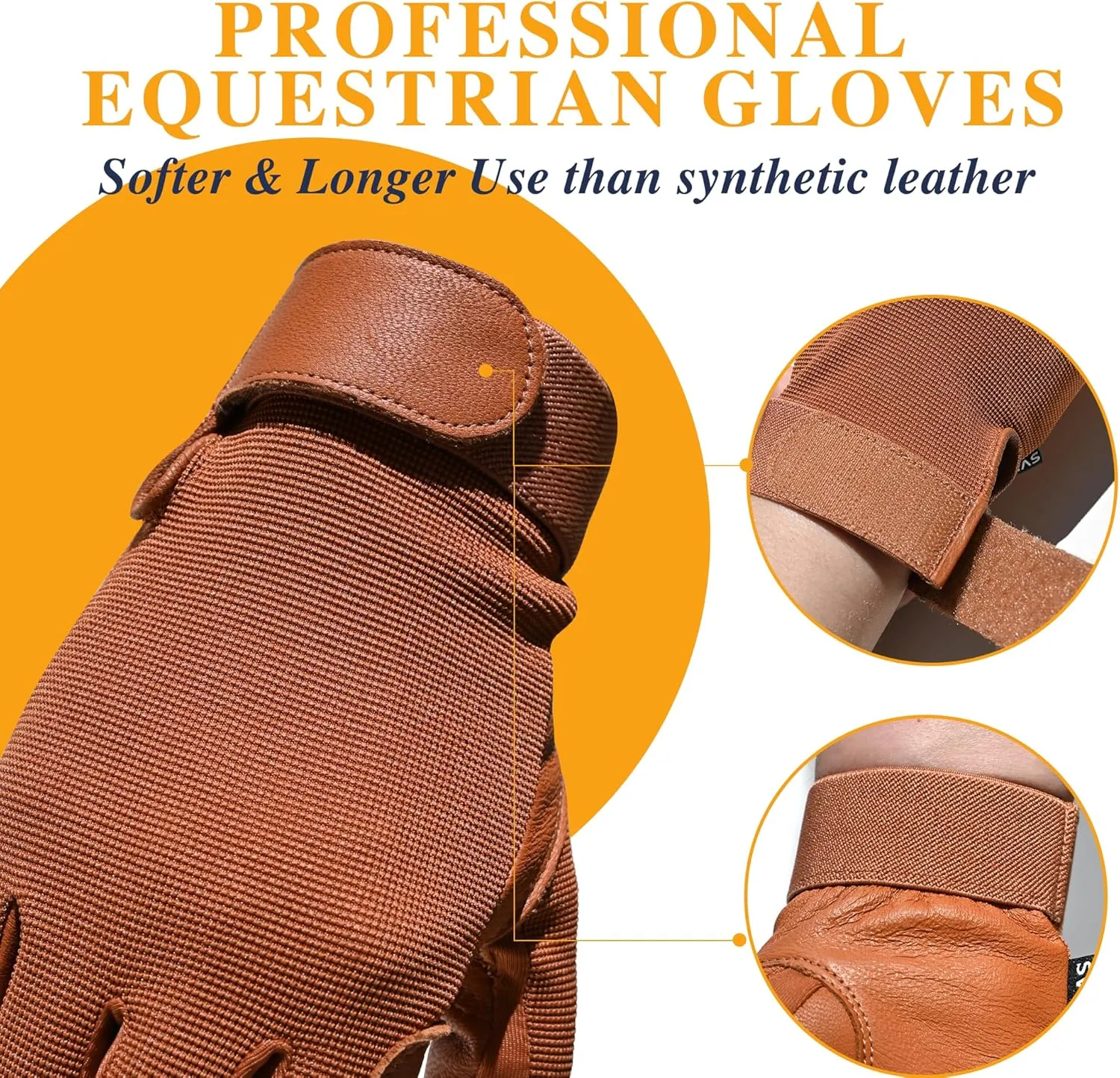 Noble Goat Leather Equestrian Gloves for Women Men Youth, Professional Horseback Riding Gloves Lightweight Windproof Comfortable and Strong Grip