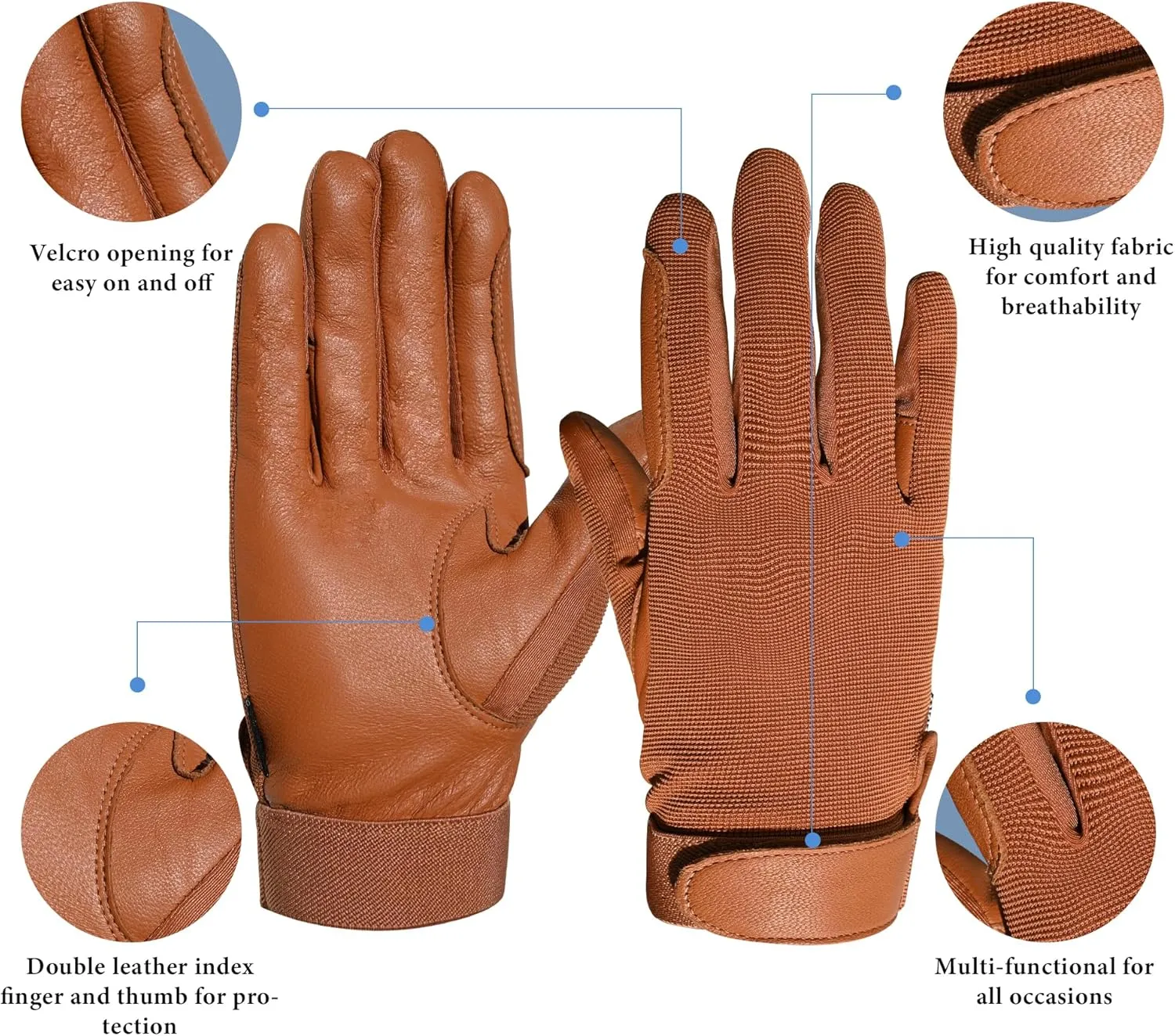 Noble Goat Leather Equestrian Gloves for Women Men Youth, Professional Horseback Riding Gloves Lightweight Windproof Comfortable and Strong Grip