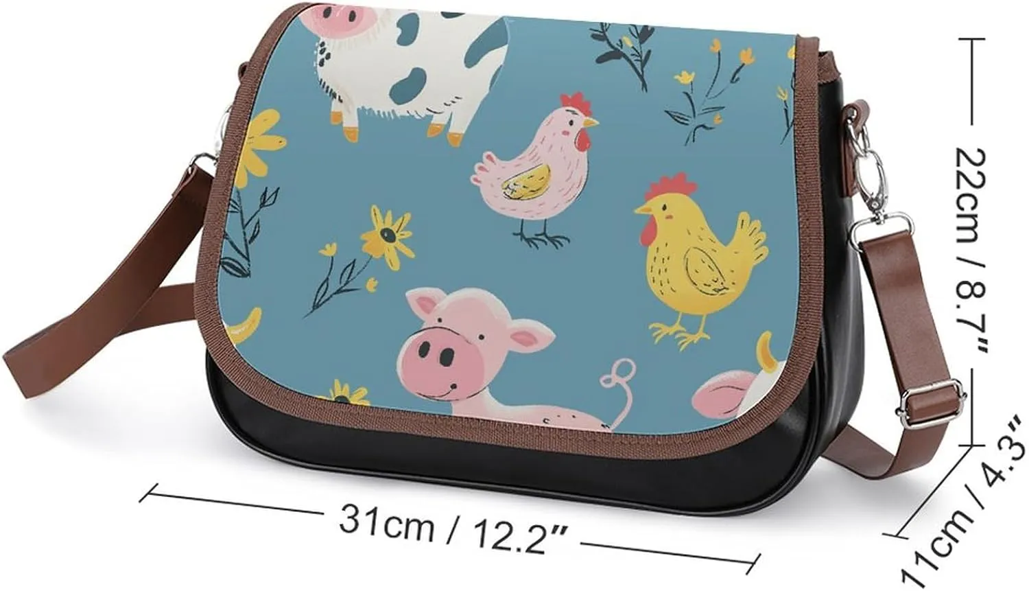 Novelty Boho Abstract Flowers Crossbody Bags for Women Travel Shoulder Bag Small Leather Cross Body Handbags