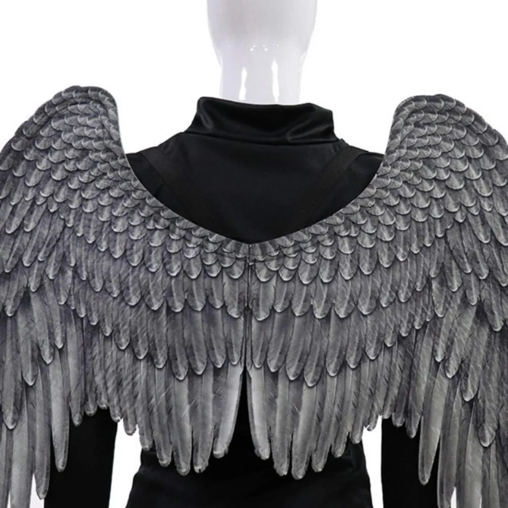 Ochine Angel Wings Costume Halloween Party Cosplay Accessories Black White Feather Wing for Men Women