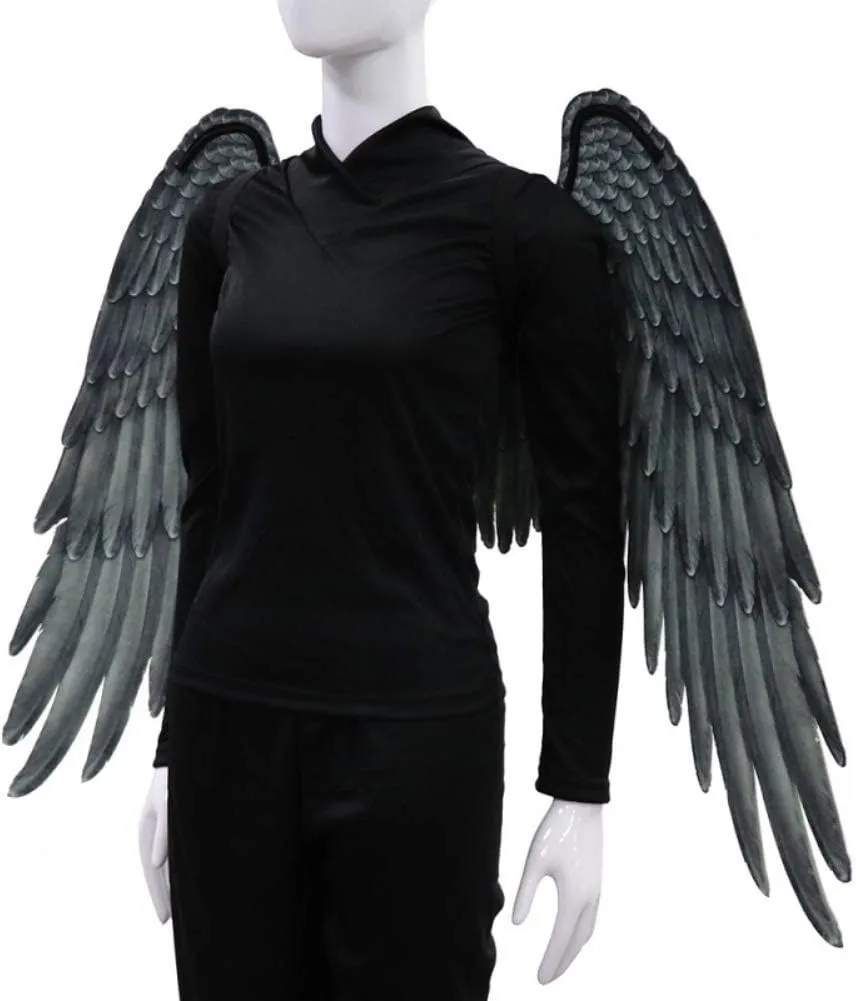 Ochine Angel Wings Costume Halloween Party Cosplay Accessories Black White Feather Wing for Men Women