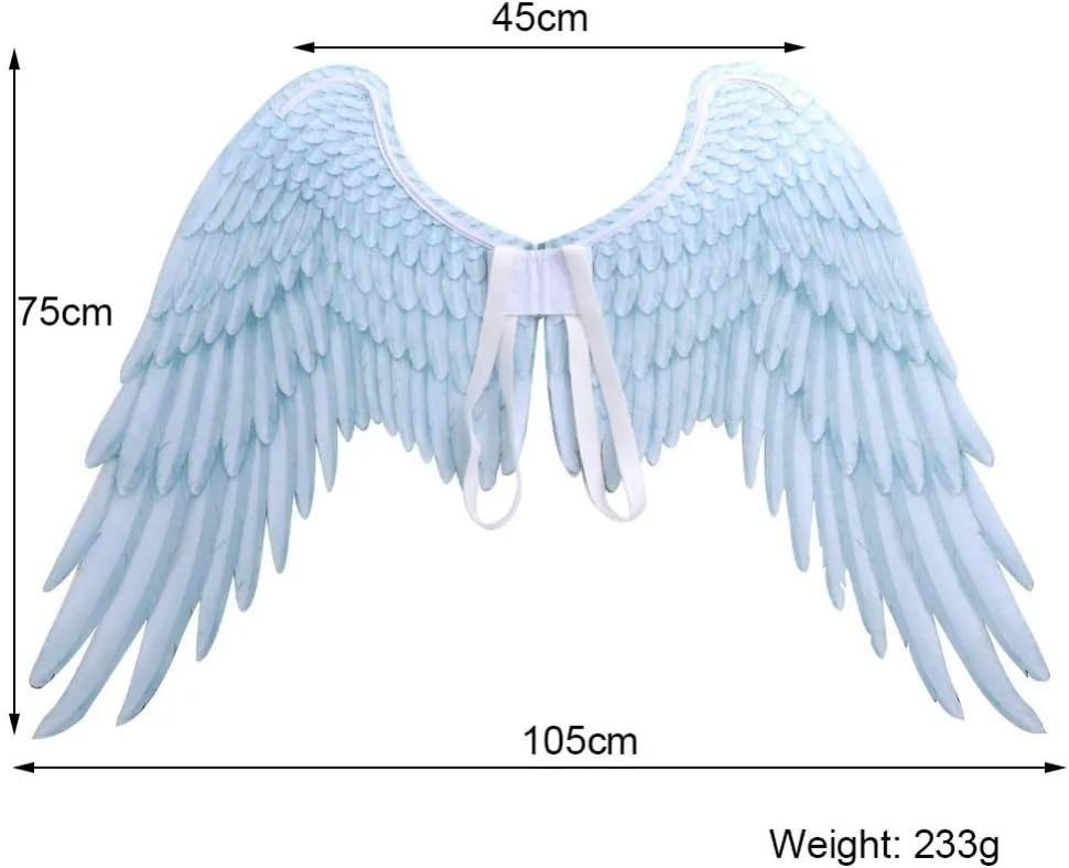 Ochine Angel Wings Costume Halloween Party Cosplay Accessories Black White Feather Wing for Men Women