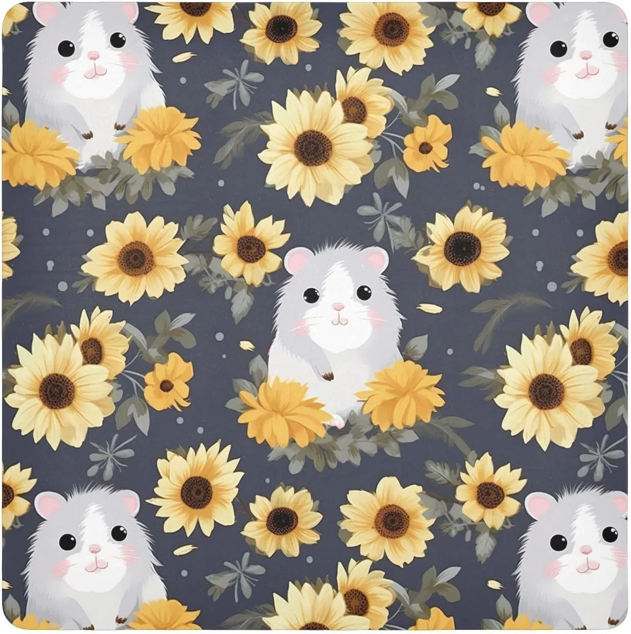 ODAWA Makeup Wrap Cloth Bag 17.7 In, Cute Hamster Gray Self-adhesive Cloth Protective Camera Wrapper, Lens Protector for Camera