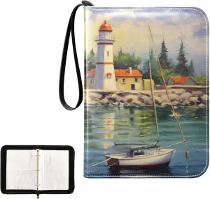 Oil Painting Collectible Trading Card Albums, Waterproof PU Card Collection Binder Fits 400 Cards with Removable Sleeves for Baseball Card, Football Card