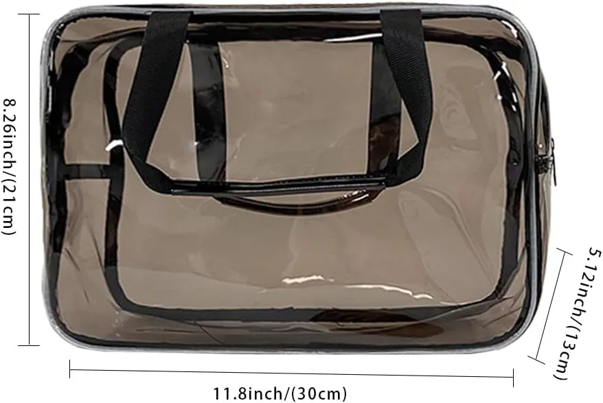 ONEART Travel Clear Waterproof PVC Bag, Toiletry Carry Pouch Makeup Artist Bag, Makeup Bags with Zipper Handle Straps, Tote Bag Gray