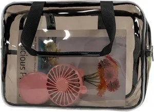 ONEART Travel Clear Waterproof PVC Bag, Toiletry Carry Pouch Makeup Artist Bag, Makeup Bags with Zipper Handle Straps, Tote Bag Gray