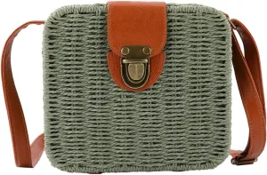 Orgonite Straw Tote Bag Woven Handbag Rattan Wicker Shoulder Crossbody Bag Imitation Bamboo Handle for Women Summer Beach