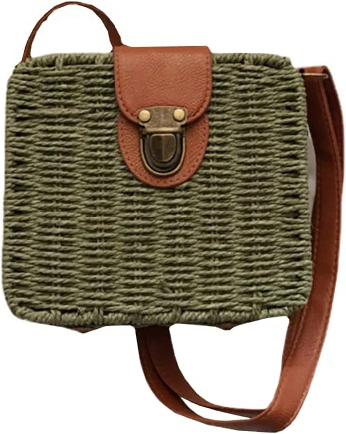 Orgonite Straw Tote Bag Woven Handbag Rattan Wicker Shoulder Crossbody Bag Imitation Bamboo Handle for Women Summer Beach