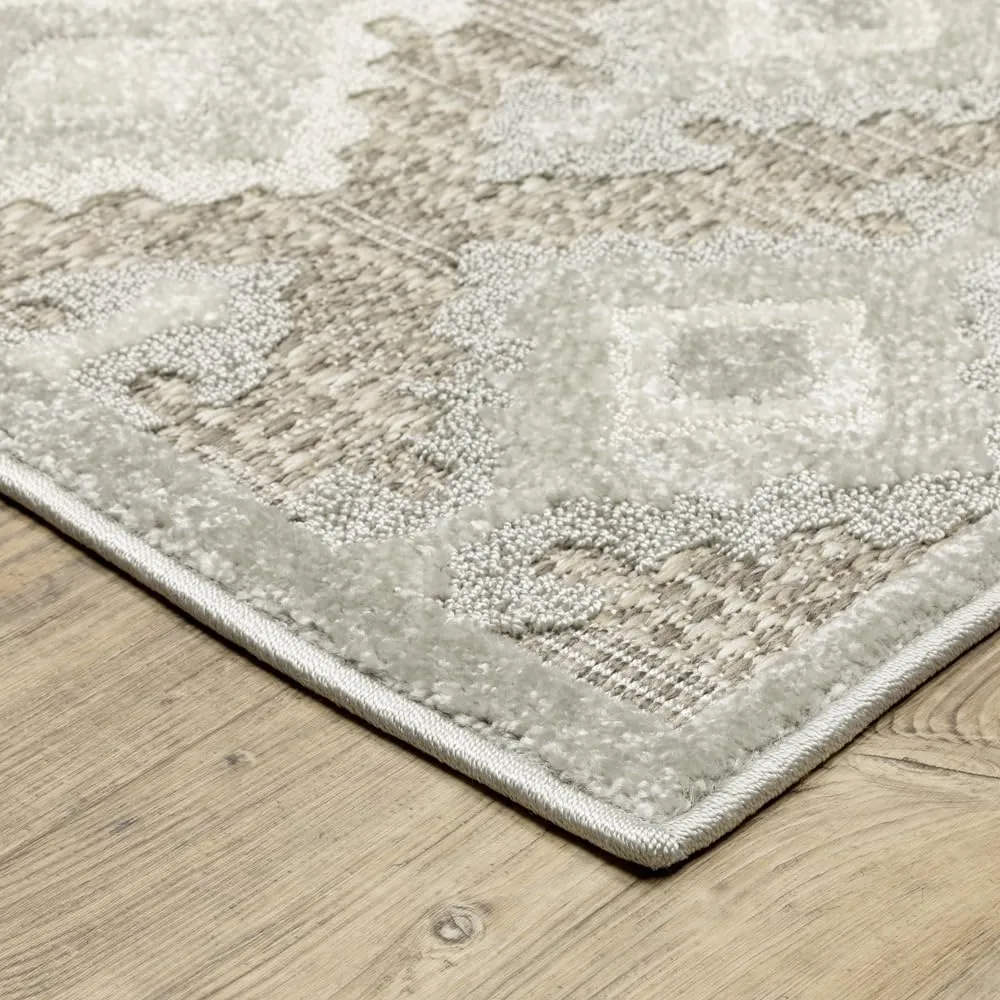 Oriental Weavers Tangier Area Rug - TAN08-5'3" x 7'6" - in Beige/Grey - Eclectic Global Style, Stain Resistant, Family and Pet Friendly, Bedroom, Office Rug