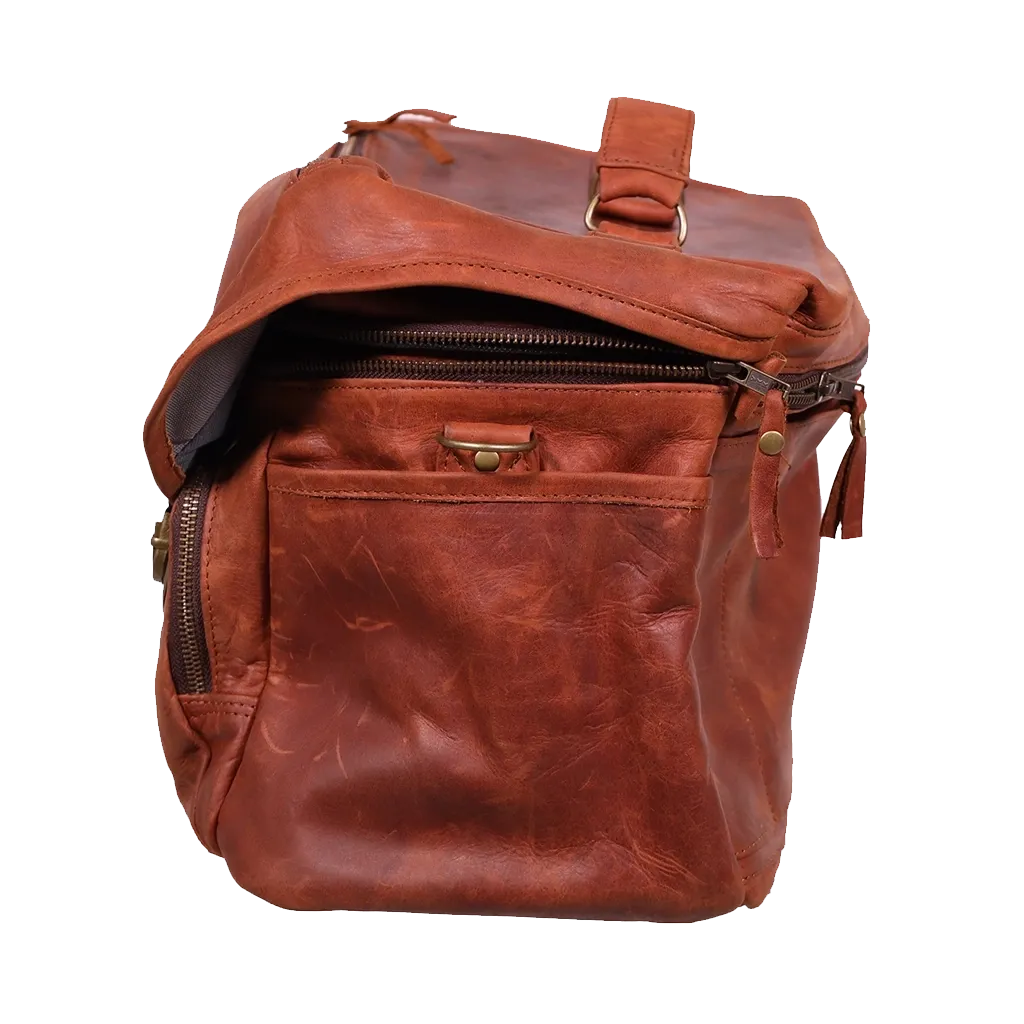 ORMS Leather Camera Shoulder Bag (Saddle Brown, Large)