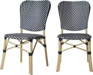 Orsay French Bistro Wicker Colorful Seating Inspired Classic French Lightweight Yet Durable Chairs Orsay Woven All Weather Wicker Faux Bamboo Style Aluminum Frame - Set of 2