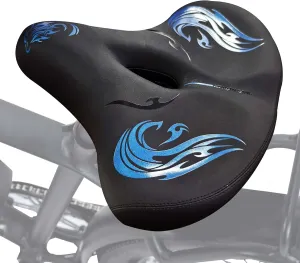 Oversized Bike Seat Cushion for Men & Women, Extra Wide Large Comfortable Padded Replacement Waterproof Shock Absorbing Bike Saddle for Peloton Stationary Exercise City Bike, Ebike Universal