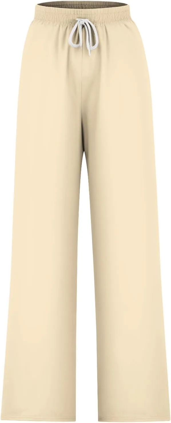 Palazzo Pants for Women Plus Size Tall Fashion Solid Drawstring Wide Leg Pants Straight Barrel Versatile Pants