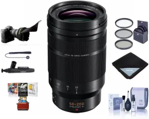 Panasonic Lumix G Leica DG Vario-Elmarit 50-200mm F/2.8-4 Aspheical Lens for Micro 4/3 - Bundle with 62mm Filter Kit, Lens Wrap, Cleaning Kit, Flex Lens Shade, Capleash, Lenspen Cleaner, Mac Software