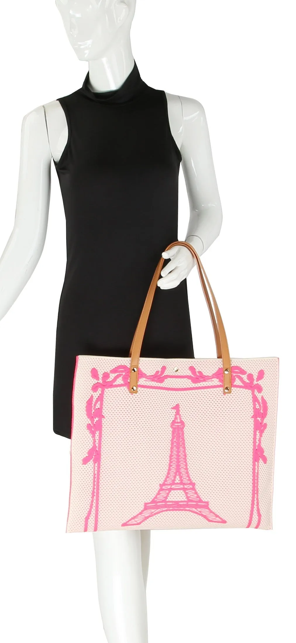 Paris Printed  Large Crossbody Handbag