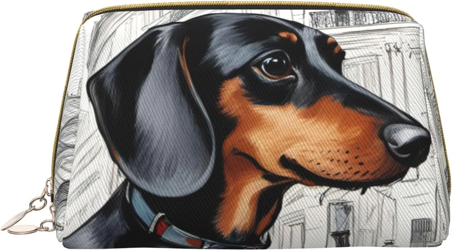 Parisian Dachshund Leather Toiletry Organizer Bag, Travel-Friendly Makeup Pouch For Women