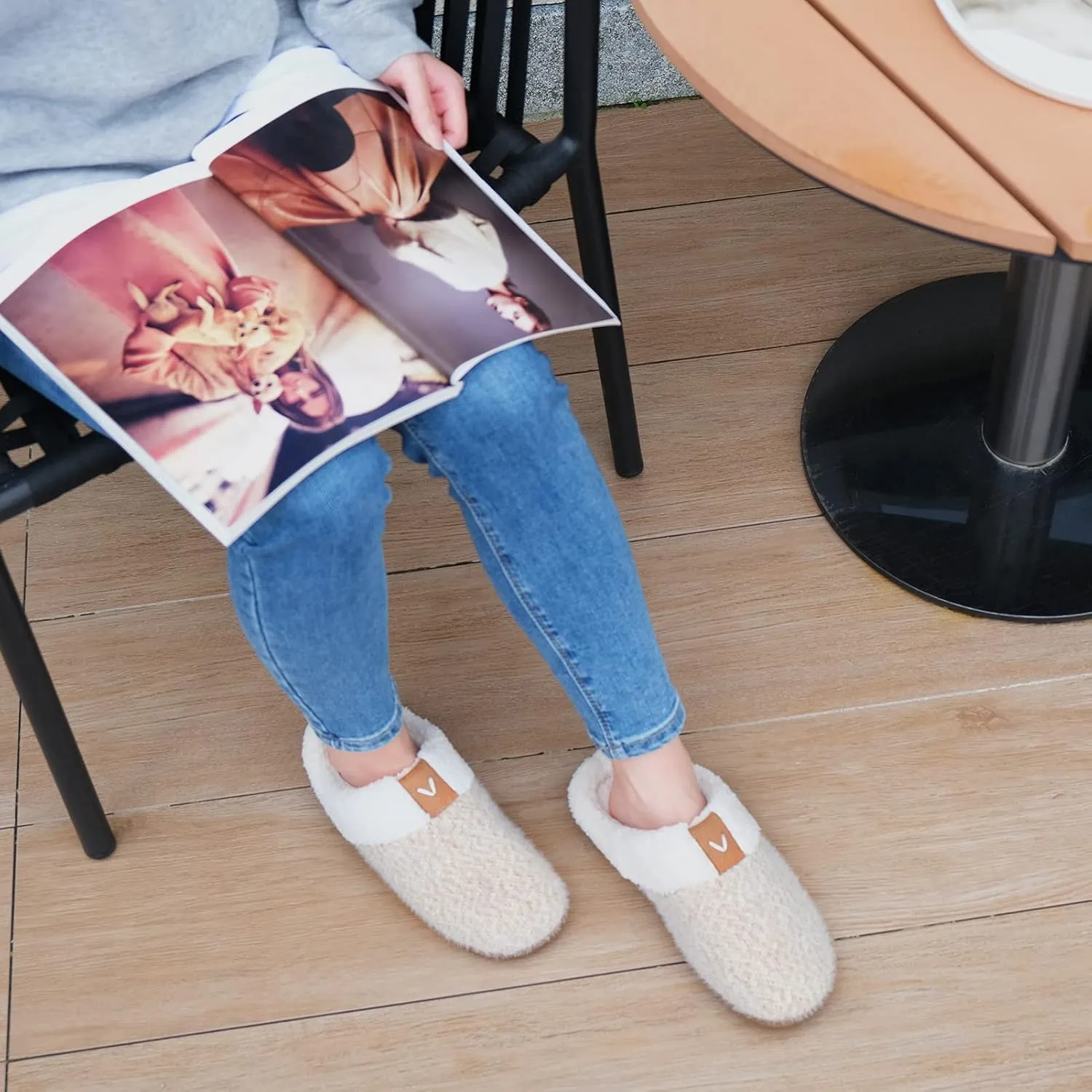 Parlovable Women Indoor Bedroom Slippers, Memory Foam House Shoe, Gifts for Ladies Cozy Wool-like Anti-Skid Rubber Sole