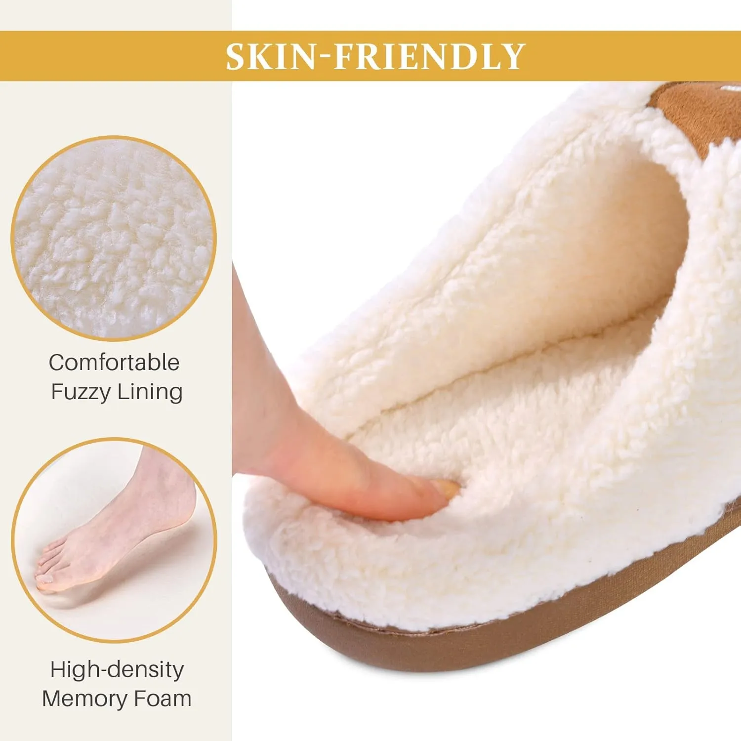 Parlovable Women Indoor Bedroom Slippers, Memory Foam House Shoe, Gifts for Ladies Cozy Wool-like Anti-Skid Rubber Sole