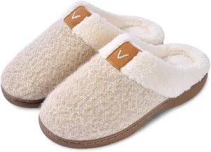 Parlovable Women Indoor Bedroom Slippers, Memory Foam House Shoe, Gifts for Ladies Cozy Wool-like Anti-Skid Rubber Sole