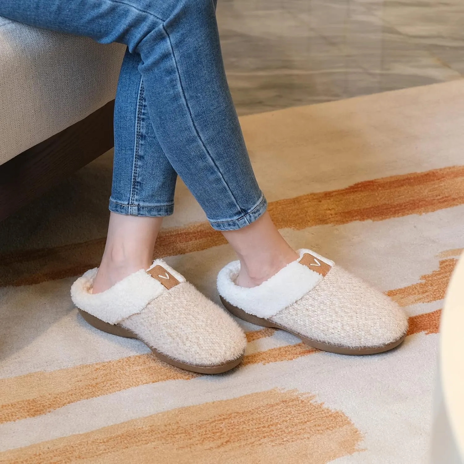 Parlovable Women Indoor Bedroom Slippers, Memory Foam House Shoe, Gifts for Ladies Cozy Wool-like Anti-Skid Rubber Sole