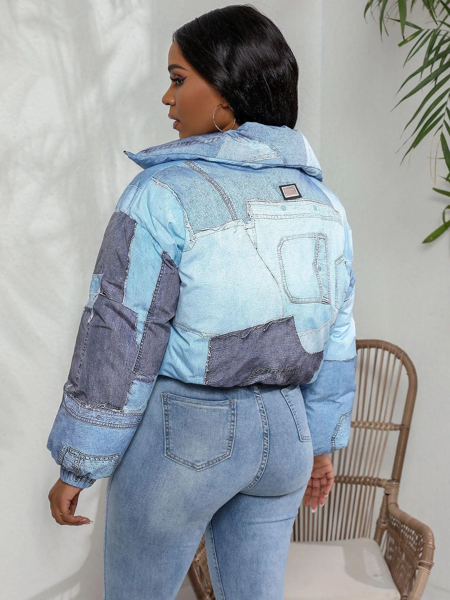 Patchwork Denim Puffer Jacket | Cropped | Bold and Warm
