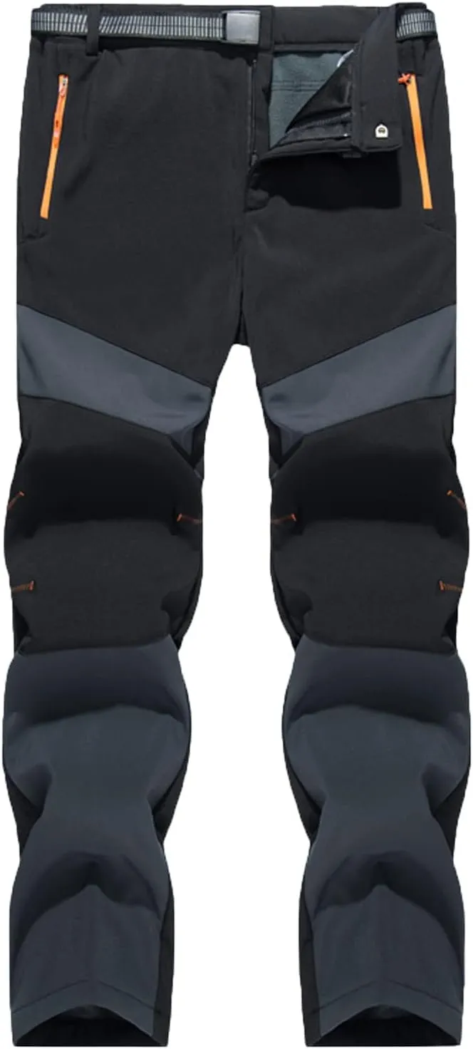 Patchwork Pants for Men Athletic-Fit Plush Thickened Assault Pants Stylish Waterproof Athletic Climbing Trousers