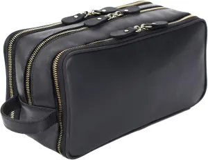 Personalized Leather Toiletry Bag for Men Travel Shaving Dopp Kit-Large Cosmetic Bags Toiletries Bathroom Organizer
