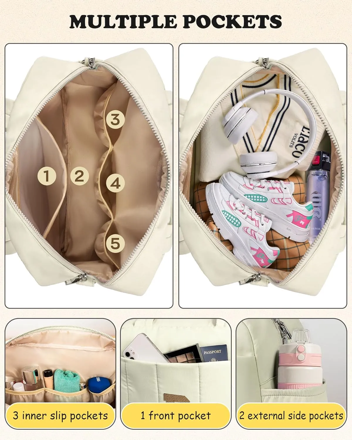 Personalized Teacher Gifts-Initial Lightweight Duffel Bag, Women Weekender Bag, Monogram Overnight Bag, Letter Travel Bag with Makeup Bag，Birthday Gift for Women Girl Daughter (Letter H)