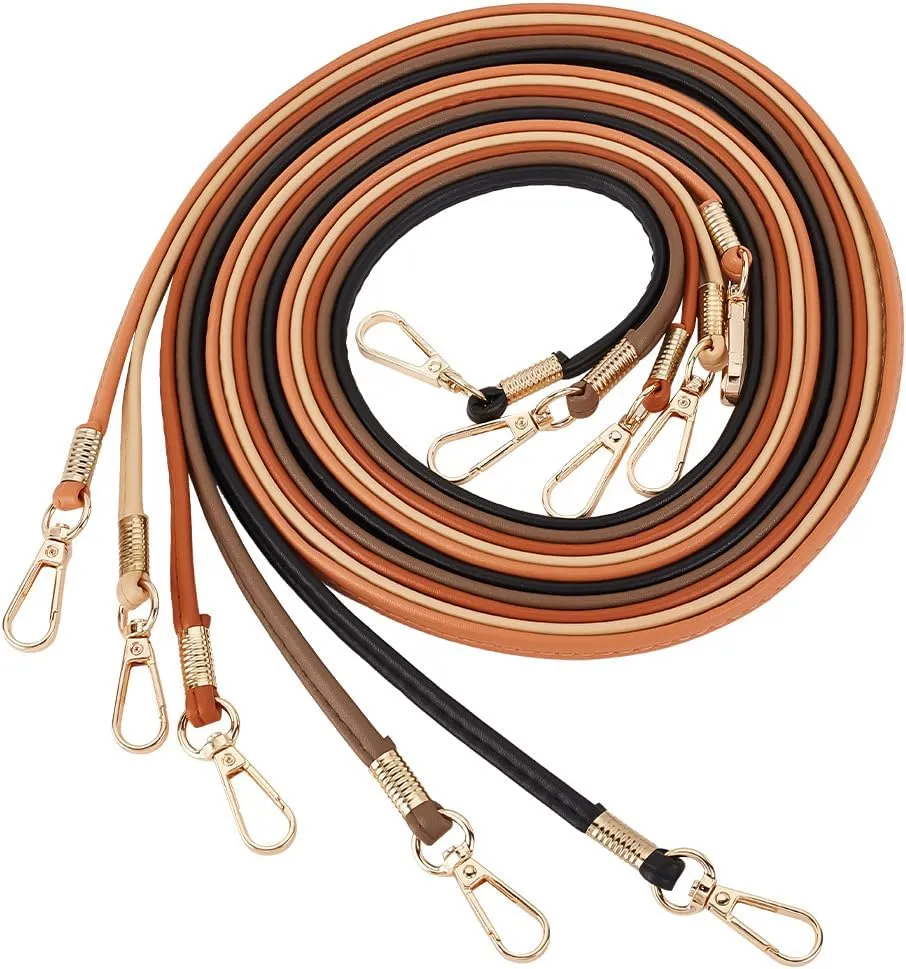 PH PandaHall 5 Colors 0.3 Inches Wide Soft Leather Straps, 52 Inches Slim Faux Leather Bag Replacement Chain, Thin Shoulder Strap with Gold Lobster Clasp for Women's Small Bags, Wallets, Clutches