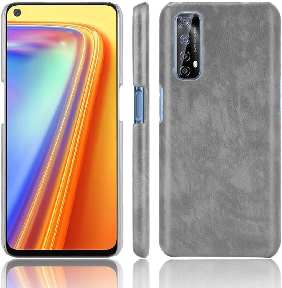 Phone Case for Realme 7 Global/Realme Narzo 20 Pro Case, [PU Leather] [Hard Plastic] for Realme 7 Global/Realme Narzo 20 Pro Protector Case, Non-Slip Shockproof for Realme 7 Global Grey