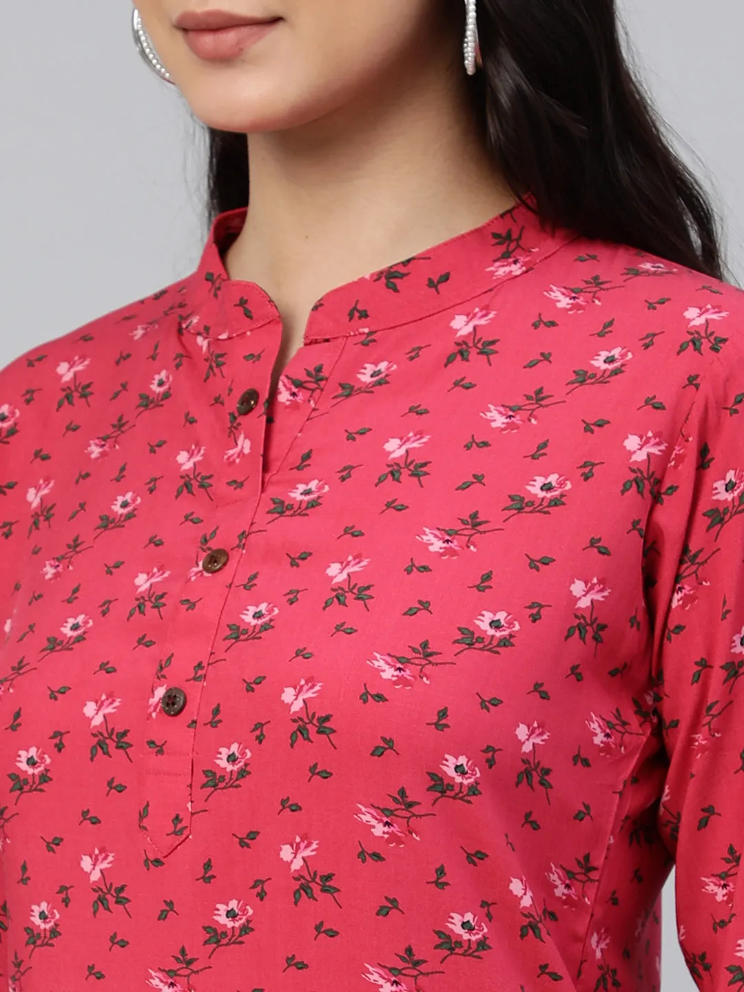 Pink Printed Woven Rayon Tunic #431