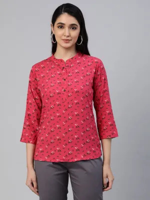 Pink Printed Woven Rayon Tunic #431